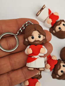 Jesus Holding Heart Keychain – Cute 3D Printed Christian Mini Figurine