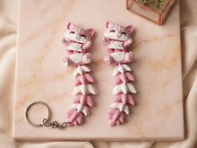 Cute Flexi Cat Keychain – 3D Printed Articulated Cat with Fluffy Tail