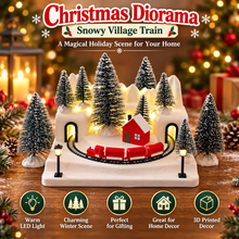 Snowy Christmas Village Train Diorama – 3D Printed Winter Wonderland Decoration