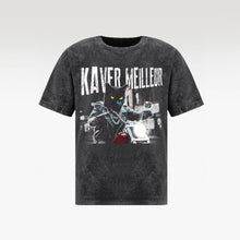 NIGHT RIDER CAT WASH T- SHIRT | Vintage Acid Wash Graphic Tee - Gothic Boxy Fit Streetwear Shirt