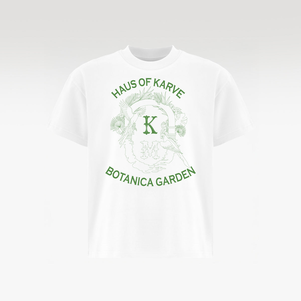 Botanica Cotton T-Shirt White | Green Graphic Boxy Fit – Unisex Streetwear