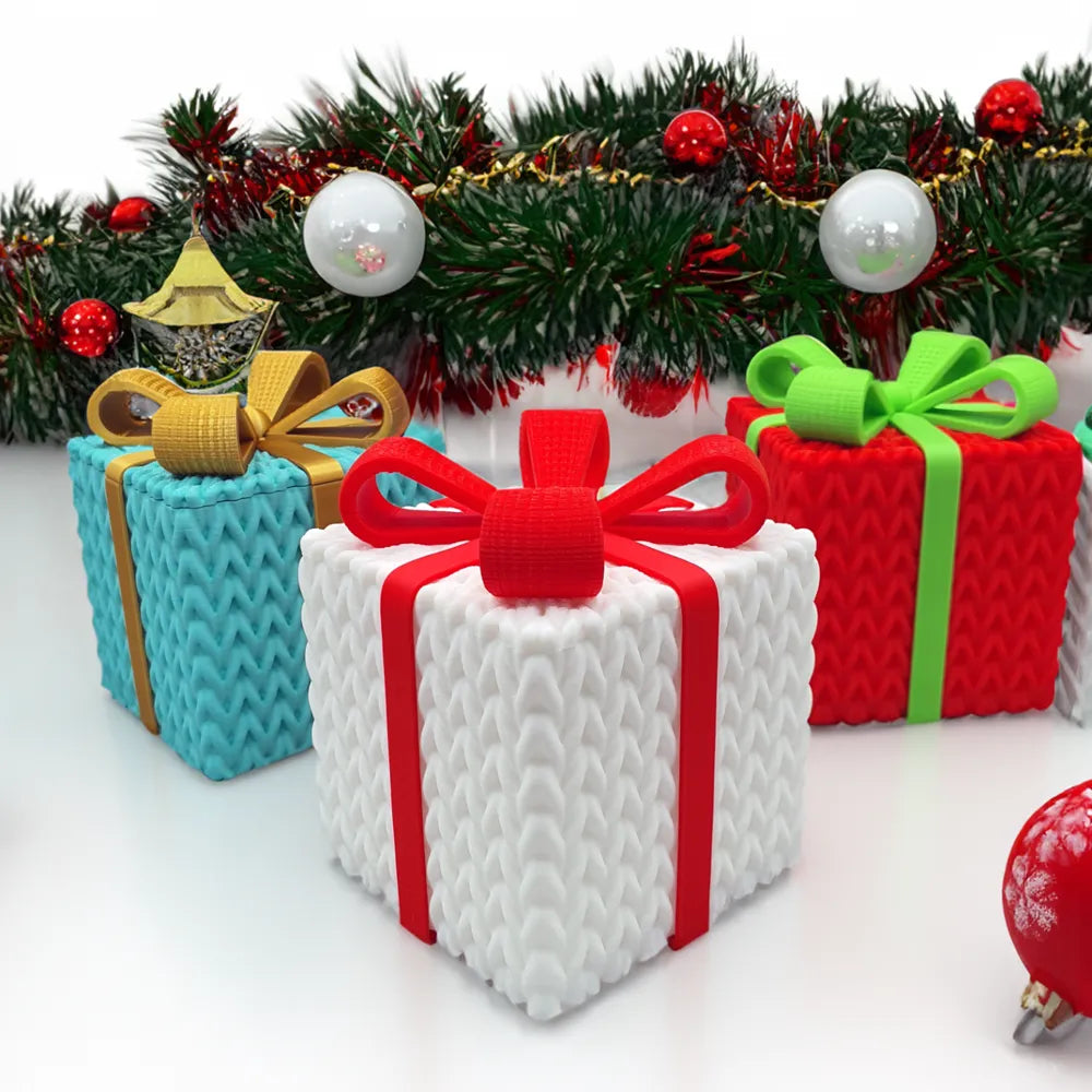 Christmas Crochet-Style Gift Box – 3D Printed Storage Box with Lid