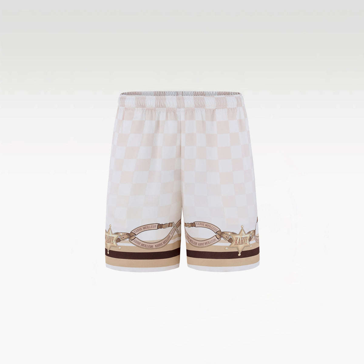 Sonoran Verse Silk Shorts | Printed Silk Luxury Western Check & Rope Design