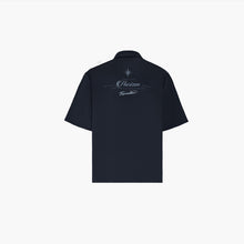 Obsidian Dust Silk Shirt | Premium Printed Silk Taffeta Black Cuban Collar