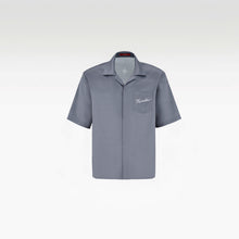 Silver Dust Silk Shirt | Premium Printed Silk Taffeta Cuban Collar Short Sleeve Minimalist Slogan