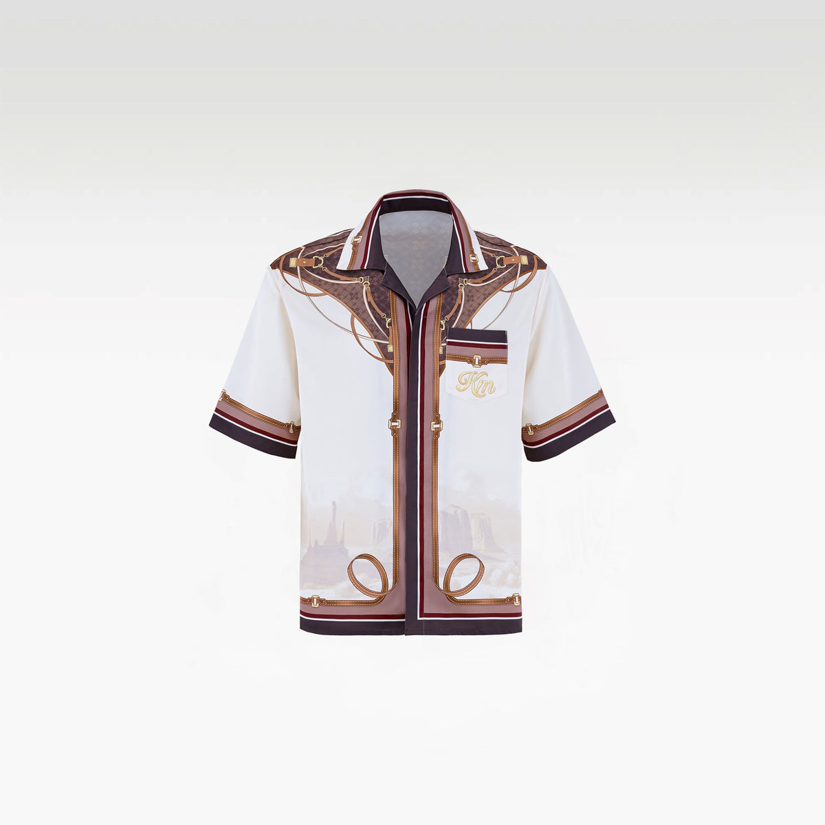 Knots Of Sand Silk Shirt | Premium Printed Silk Camp Shirt Wild West Equestrian Theme