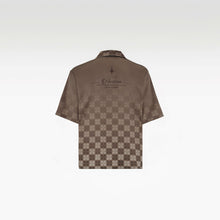Clay Horizon Silk Shirt | Printed Silk Short-Sleeve Luxury Blurred Monogram