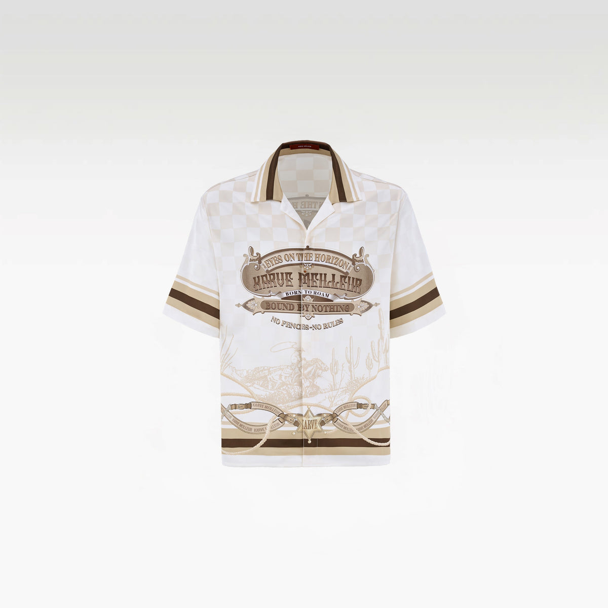 Sonoran Verse Silk Shirt | Printed Silk Short-Sleeve Luxury Wild West Cowboy Design