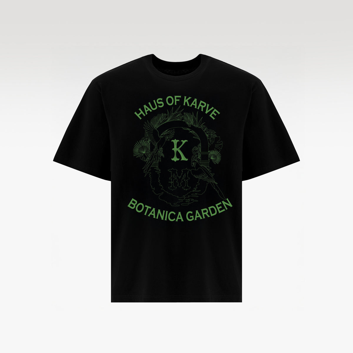 Botanica Cotton T-Shirt Black | Green Graphic Boxy Fit – Unisex Streetwear