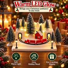 Snowy Christmas Village Train Diorama – 3D Printed Winter Wonderland Decoration