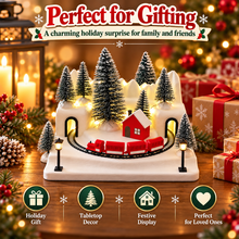 Snowy Christmas Village Train Diorama – 3D Printed Winter Wonderland Decoration