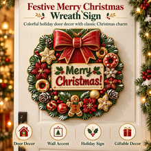 Merry Christmas Wreath Sign – 3D Printed Holiday Wall & Door Decor