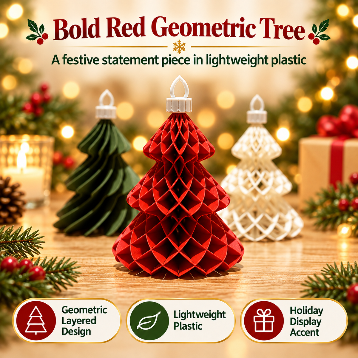 3D Printed Christmas Tree Ornaments – Set of 3 Unique Designs