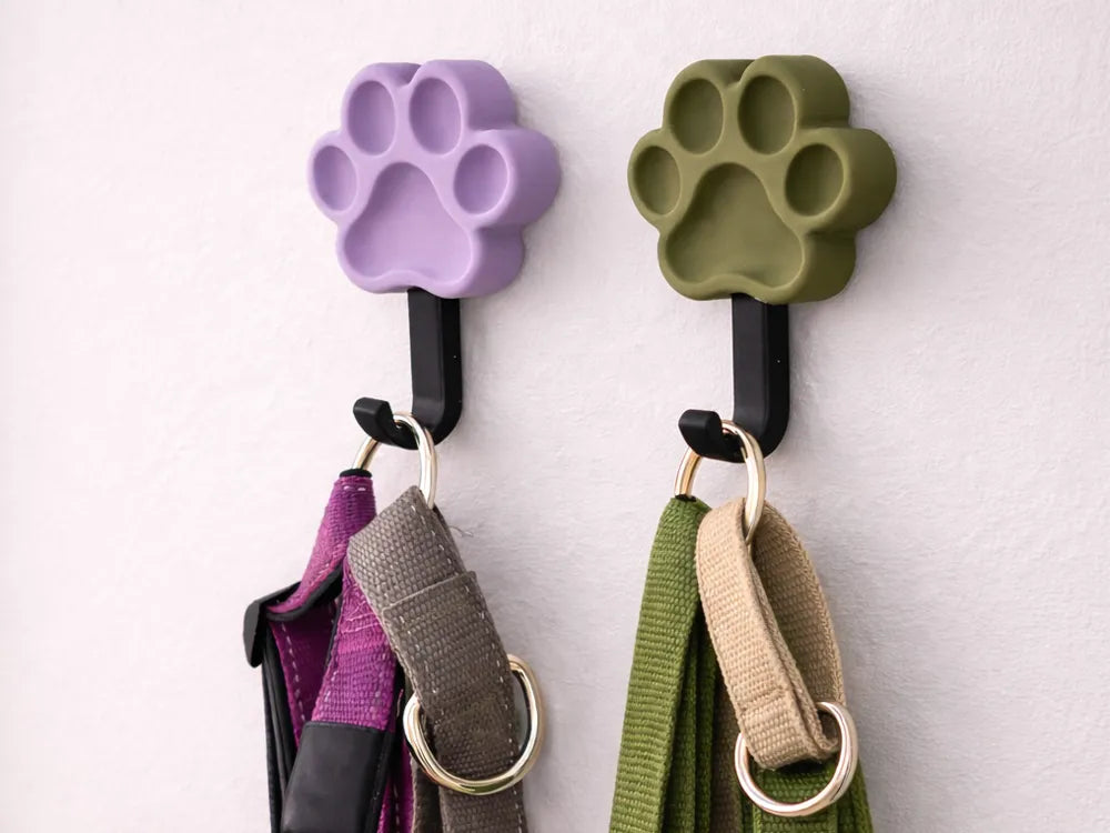 Paw Print Wall Hook – Cute 3D Printed Dog Leash & Pet Accessories Hanger