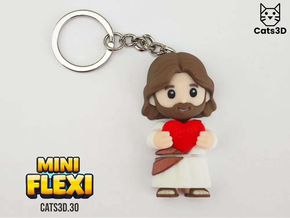 Jesus Holding Heart Keychain – Cute 3D Printed Christian Mini Figurine