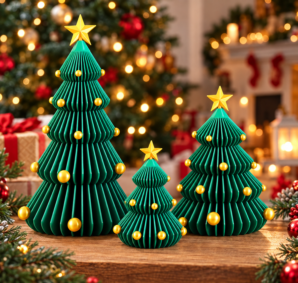 3D Printed Paper-Style Christmas Tree – Modern Tabletop Holiday Decor