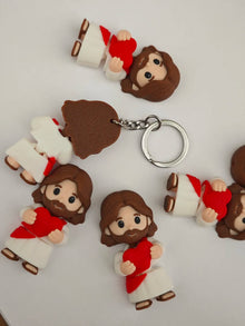 Jesus Holding Heart Keychain – Cute 3D Printed Christian Mini Figurine