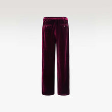 Crimson Reverie Trousers | Luxury Velvet Street Style, Signature Embroidered Decadent Bee