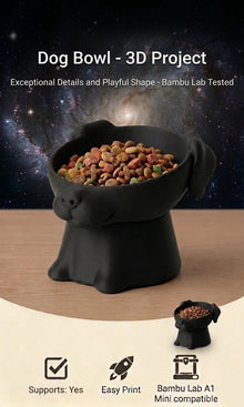Cute Elevated Dog & Cat Bowl – 3D Printed Pet Feeding Bowl