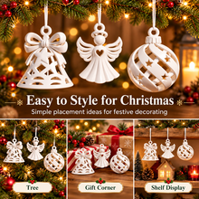 Christmas Ornaments Set of 3 – 3D Printed Bell, Angel & Spiral Bauble