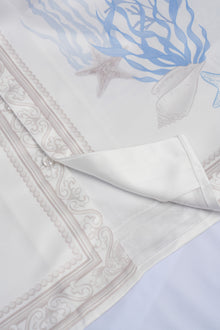Rococo Coraline White Silk Shirt | Premium Printed Silk Taffeta White Base Ocean