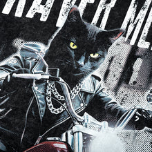 NIGHT RIDER CAT WASH T- SHIRT | Vintage Acid Wash Graphic Tee - Gothic Boxy Fit Streetwear Shirt