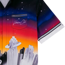 K City Silk Shirt | Printed Silk Camp Shirt Futuristic Cityscape