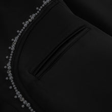 Midnight Glow Silk Jacket | Premium Black Silk Satin Pearl & Crystal Embellished