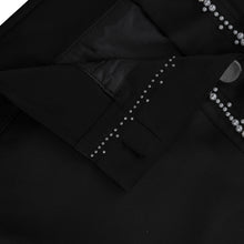 Midnight Glow Silk Jacket | Premium Black Silk Satin Pearl & Crystal Embellished