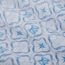 K Mania Blue Silk Shirt | Printed Silk Short-Sleeve Luxury Monogram Design