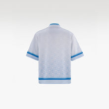 K Mania Blue Silk Shirt | Printed Silk Short-Sleeve Luxury Monogram Design