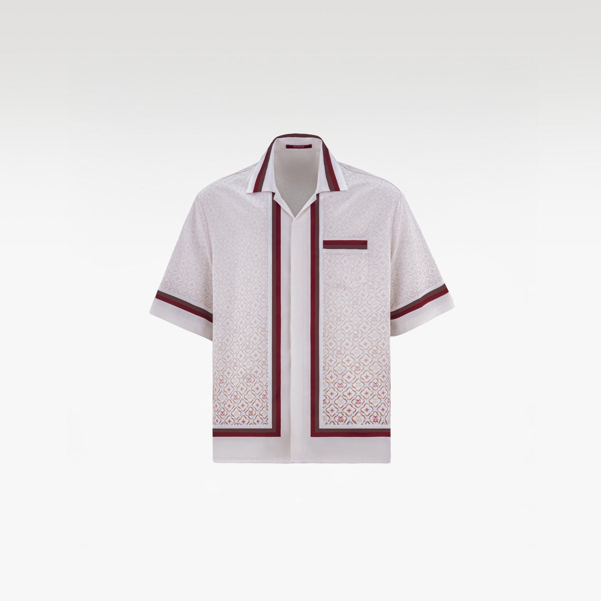 K Mania Red Silk Shirt | Printed Silk Short-Sleeve Luxury Monogram Design