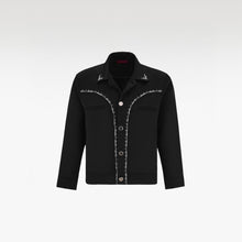Midnight Glow Silk Jacket | Premium Black Silk Satin Pearl & Crystal Embellished