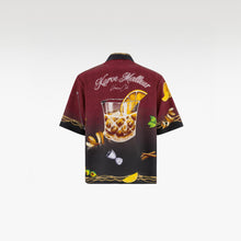 Agent 00K Silk Shirt | Printed Silk Taffeta Cuban Collar Short Sleeve Nightlife Cocktail