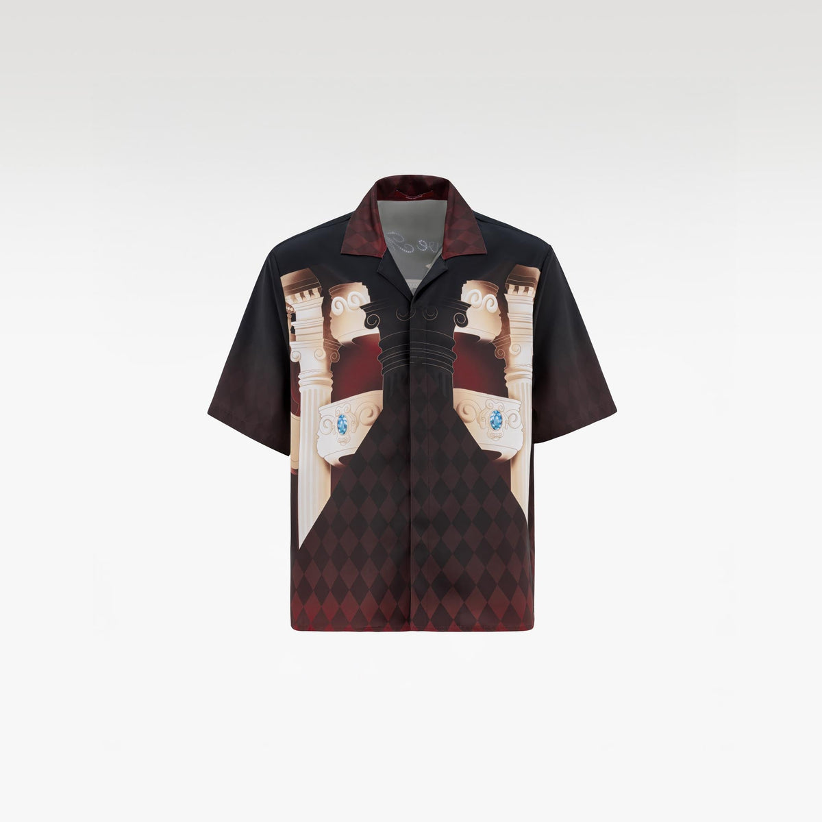 Phantom Silk Shirt | Printed Silk Taffeta Cuban Collar Short Sleeve Shirt