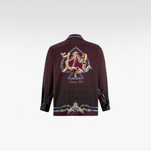 The Night Duke Long-Sleeve Silk Shirt | Designer Silk Taffeta Card Print Cuban Collar Shirt