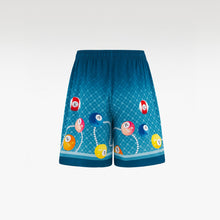 8Pools Blue Silk Shorts | Printed Silk Taffeta Relaxed Fit Nightlife Billiard Game