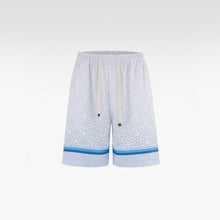 K Mania Blue Silk Shorts |  High-End Printed Silk Monogram Design