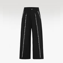 Midnight Glow Silk Trousers | Premium Black Silk Satin Pearl & Crystal Embellished