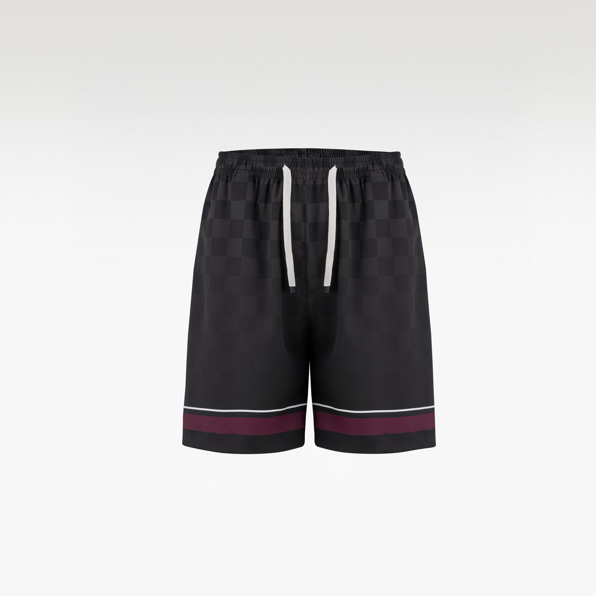 Lucky-K Silk Shorts | Printed Silk Relaxed Camp Collar Midnight Dice Checkerboard