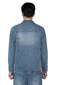 Fade Origin Denim Jacket | Vintage Indigo Fade Trucker - Premium Heavyweight Paneled Streetwear Outerwear