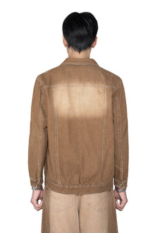 Dune Origin Denim Jacket | Vintage Sand Wash Trucker - Premium Heavyweight Paneled Earth Tone Outerwear