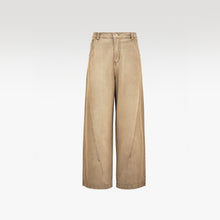 Dune Line Jeans | Wide Leg Paneled Denim - Vintage Sand Wash Earth Tone Streetwear Pants