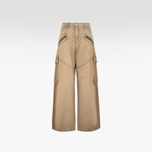 Dune Tact Zip Cargo Pants | Tactical Multi-Pocket Wide Leg Denim - Vintage Sand Wash Earth Tone Techwear
