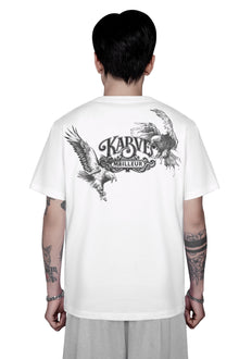 Eagle Slim Fit T-Shirt | Premium Cotton Graphic Tee - Distressed Eagle Illustration White Streetwear Top