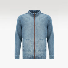 Fade Zip Denim Jacket | Vintage Indigo Fade Mock Neck - Premium Heavyweight Slim-Fit Streetwear Outerwear