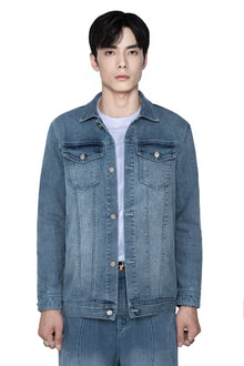 Fade Origin Denim Jacket | Vintage Indigo Fade Trucker - Premium Heavyweight Paneled Streetwear Outerwear