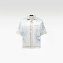 Rococo Coraline White Silk Shirt | Premium Printed Silk Taffeta White Base Ocean