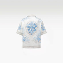 Rococo Coraline White Silk Shirt | Premium Printed Silk Taffeta White Base Ocean