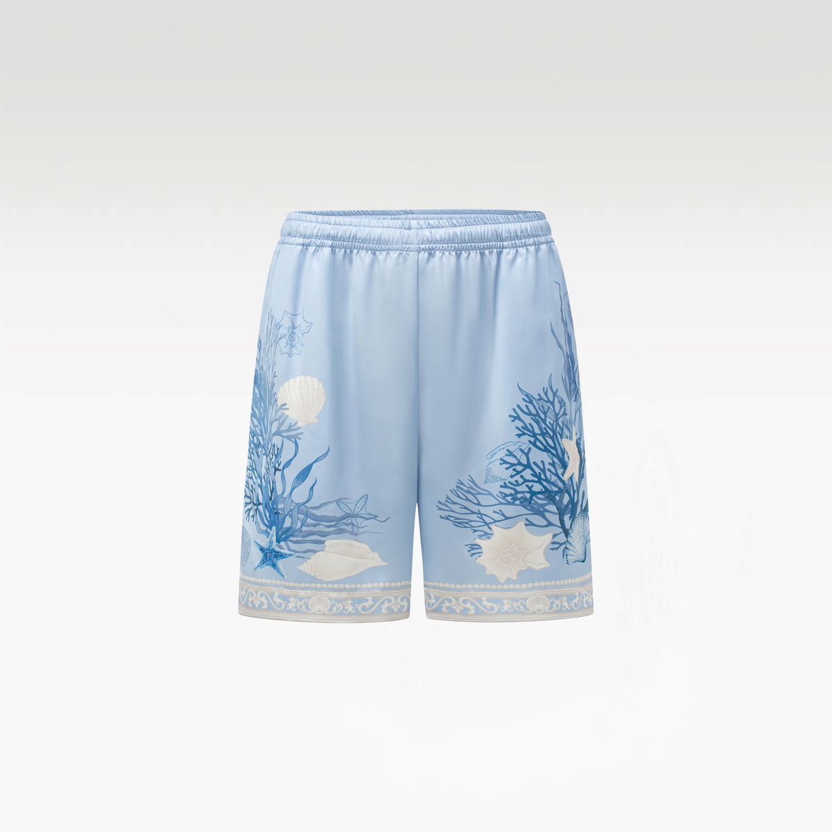 Rococo Coraline Blue Silk Shorts | Premium Printed Silk Refined Streetstyle Mermaid